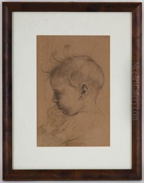 Visage D'enfant, Crayon De Oil Painting by Vincenzo Gemito