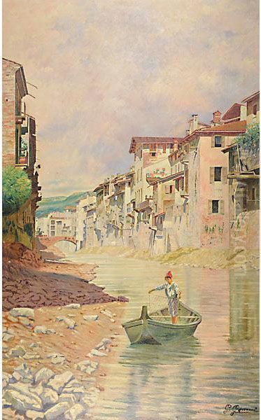 Canale A Verona Oil Painting by Giacomo Gemmi