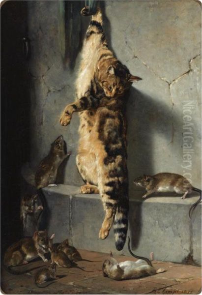 A Good Catch Oil Painting by Bernard te Gempt