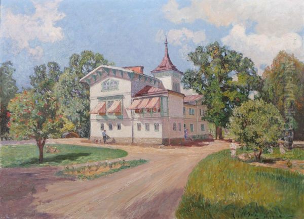 Villa Med Gronskande Park Oil Painting by Anton Genberg