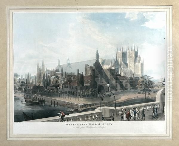 Westminster Hall & Abbey Oil Painting by John Gendall