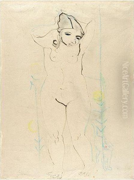 Madchenakt (young Female Nude) Oil Painting by Robert Genin