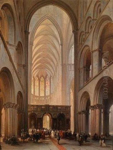 Kircheninterieur Oil Painting by Jules Victor Genisson