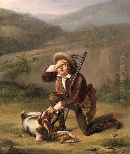 Le Chasseur Qui A Blesse Son Chien Oil Painting by Michel Philibert Genod