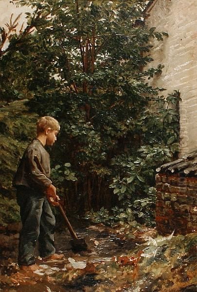 The Young Gardener Oil Painting by Georg Genschow