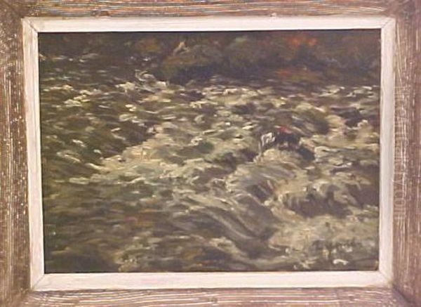 River Torrent Oil Painting by Lillian M. Genth