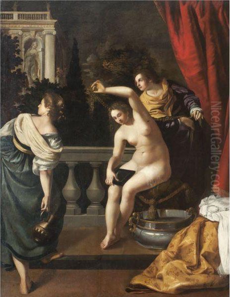 Betsabea Al Bagno Oil Painting by Artemisia Gentileschi