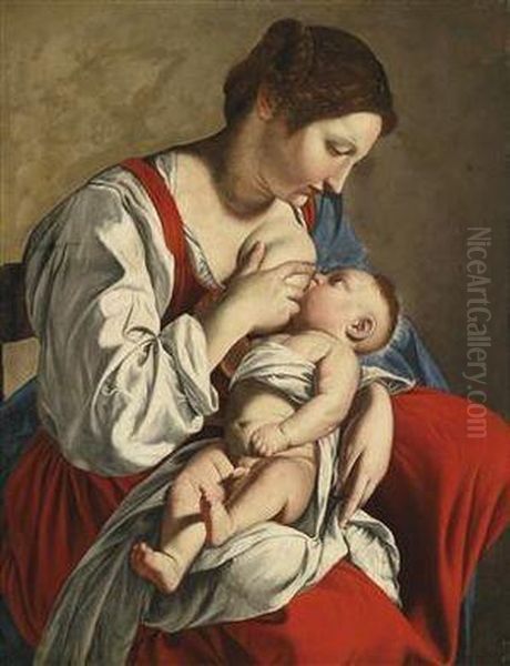 Madonna With Child Oil Painting by Orazio Gentileschi