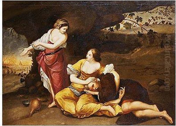 Lot Y Sushijas Oil Painting by Orazio Gentileschi