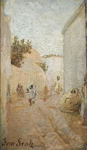 Zwei Strassenszenen Aus Tunis Oil Painting by Ismael Gentz