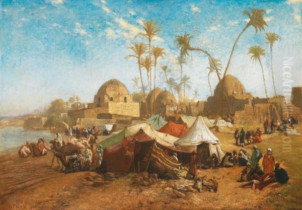 Campement Aupres Des Mausolees Oil Painting by Karl Wilhelm Gentz