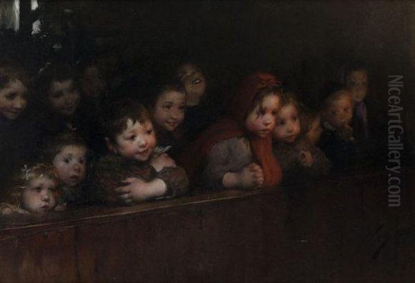 Les Petits Ecoliers. Oil Painting by Henri-Jules-Jean Geoffroy (Geo)