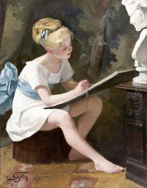 La Lecon De Dessin Oil Painting by Henri-Jules-Jean Geoffroy (Geo)