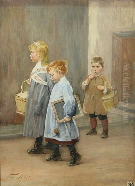 Lunchtime Already? Oil Painting by Henri-Jules-Jean Geoffroy (Geo)