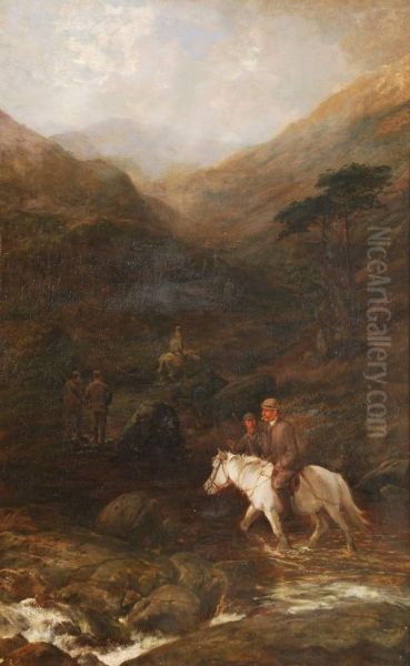 Deerstalking Bringing The Stag Off The Hill Oil Painting by George Earl