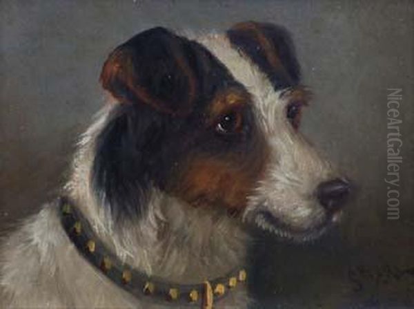 Head Of A Terrier Oil Painting by George Earl