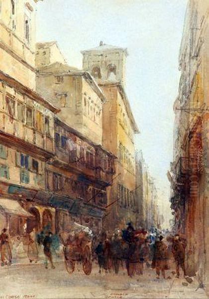 The Corso, Rome Oil Painting by Sir Ernest George