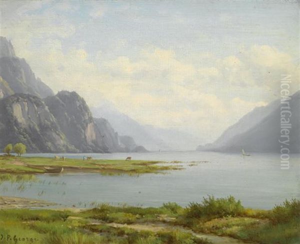 View Of The Brienzersee Oil Painting by Jean Philippe George-Juillard