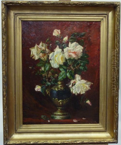 Vase De Roses Oil Painting by Elisa Antoinette Georget