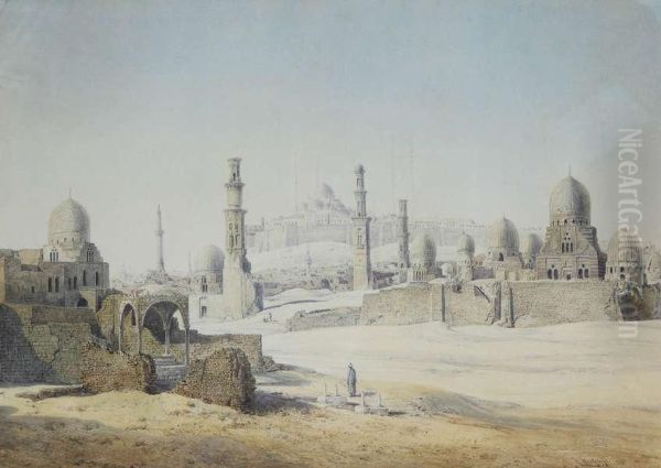 Noord-afrikaans Stadsgezicht In De Woestijn Oil Painting by Friedrich Otto Georgi