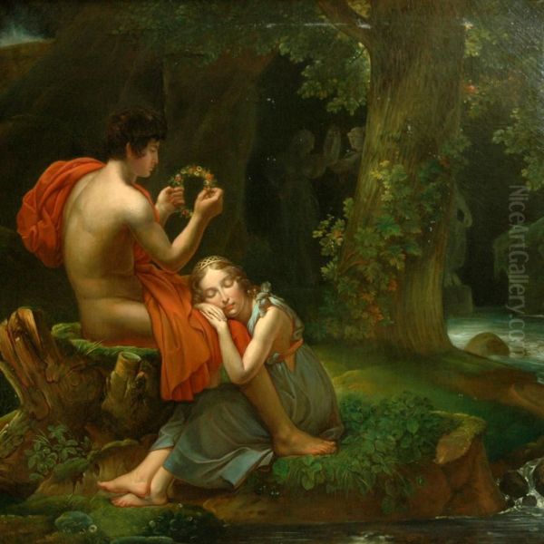 Daphnis And Chloe Oil Painting by Baron Francois Gerard