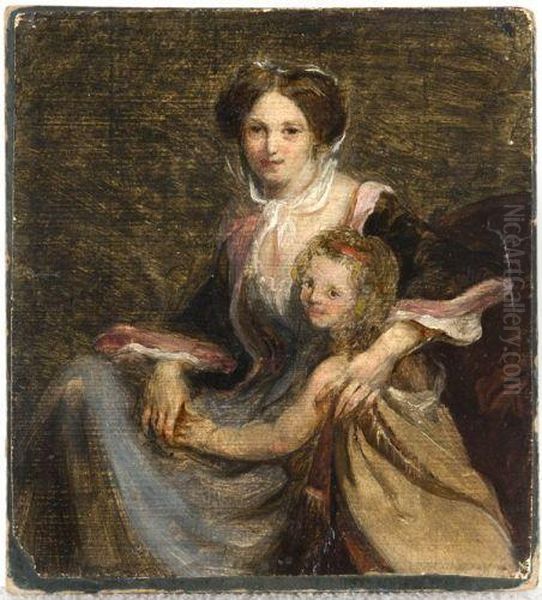 Portrait Presume De Madame Lazare Et Sa Fille Oil Painting by Baron Francois Gerard