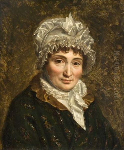 Portrait De Femme Au Bonnet Blanc Oil Painting by Baron Francois Gerard