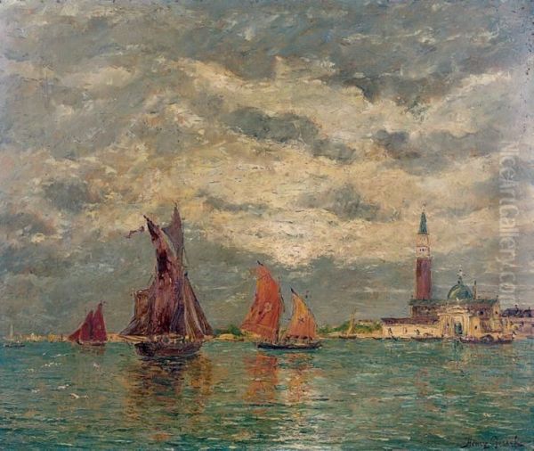 Voiliers Devant Venise Oil Painting by Henry Gerard