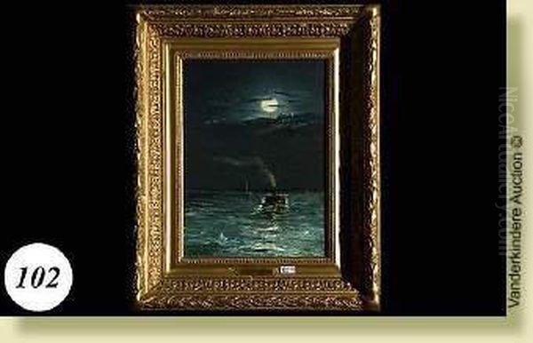 Sortie En Mer Au Clair De Lune Oil Painting by Henry Gerard