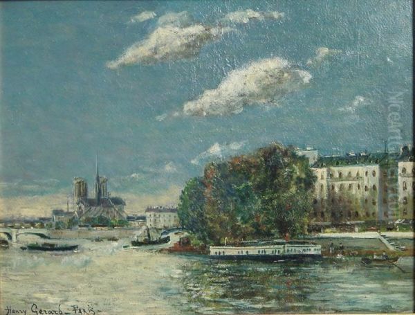 Les Quais De Seine A Paris Oil Painting by Henry Gerard