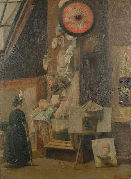 Viewing The Studio Interior Oil Painting by Hestor Gerard