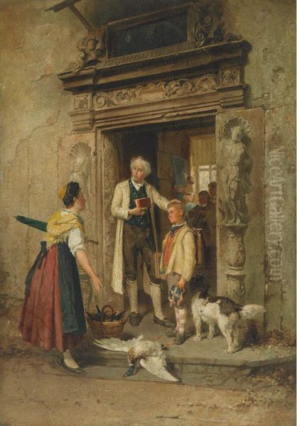 The School Lesson Oil Painting by Theodore Gerard