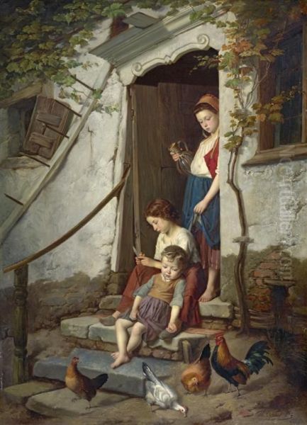 The Farm Children Oil Painting by Theodore Gerard