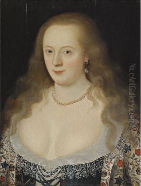 Portrait Of Frances, Countess Of Hertford, Later Countess Of Richmond (1578-1639) Oil Painting by Marcus Ii Gerards