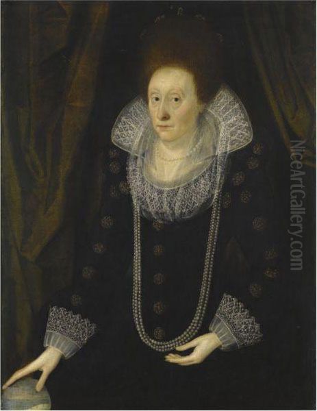 Portrait Of A Lady, Formerly Called Elizabeth I, Thought To Be Elizabeth 'bess' Of Hardwick, Countess Of Shrewsbury (c.1527- 1608) Oil Painting by Marcus Ii Gerards