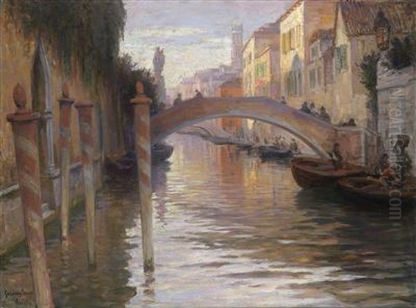 Venice In Theevening Light Oil Painting by Imre Gergely