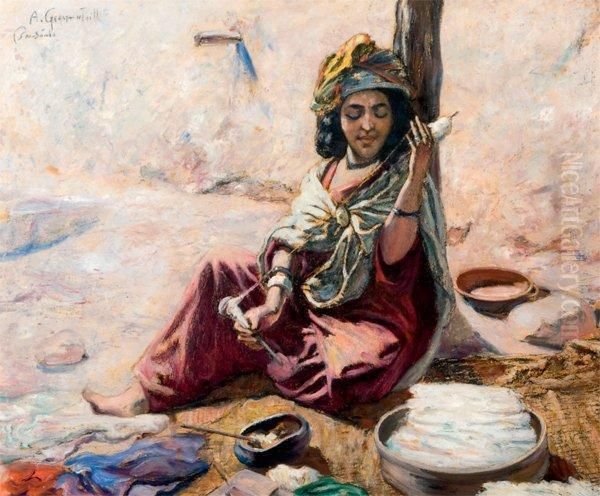 Fileuse A Bou-saada Oil Painting by Alphonse Germain-Thill