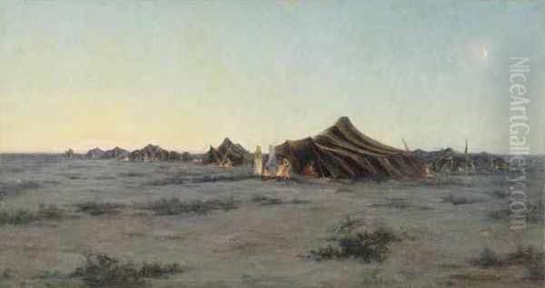 Campement Dans Le Desert Oil Painting by Alphonse Germain-Thill