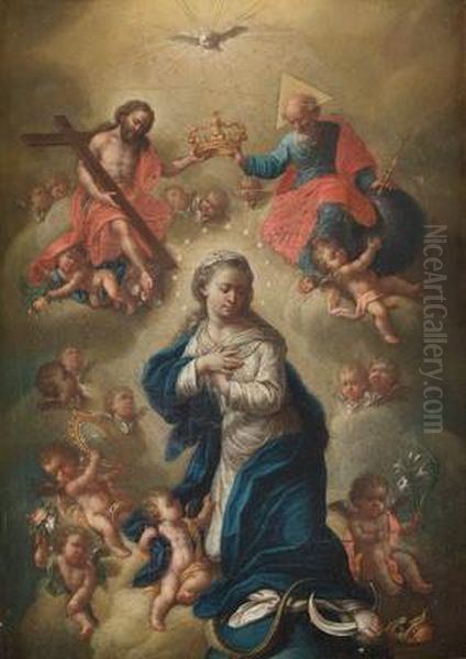 La Coronacion De La Virgen Oil Painting by Bernardo German Llorente