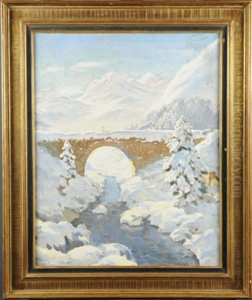 Pont Enneige Oil Painting by Michail Markianovic Germasev