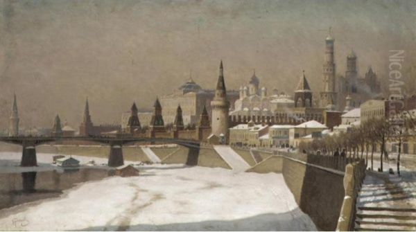 View Of The Kremlin Oil Painting by Germashev Mikhail