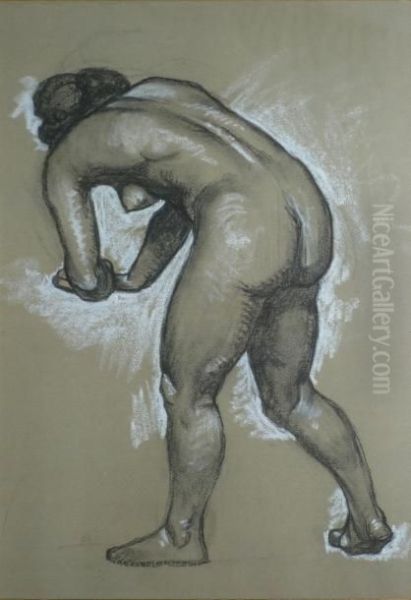 Baigneuse Penchee Oil Painting by Paul-Elie Gernez