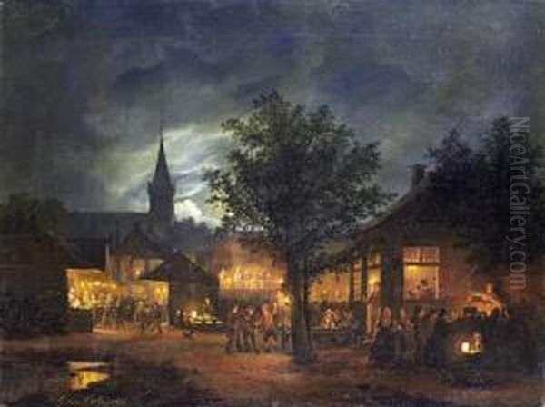 Merrymaking By Candle Light Oil Painting by Hendrik Gerrit ten Cate