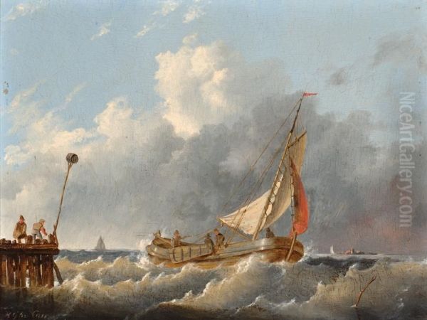 Seascape Oil Painting by Hendrik Gerrit ten Cate