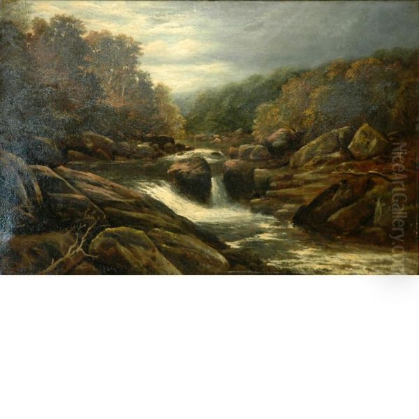 The Autumn Waterfall Oil Painting by Samuel Lancaster Gerry