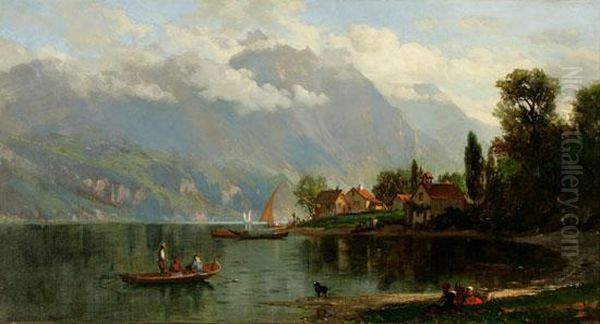 Mountain Landscape With A Lake Oil Painting by Samuel Lancaster Gerry