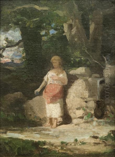 Girl At The Source Oil Painting by Wojciech Gerson