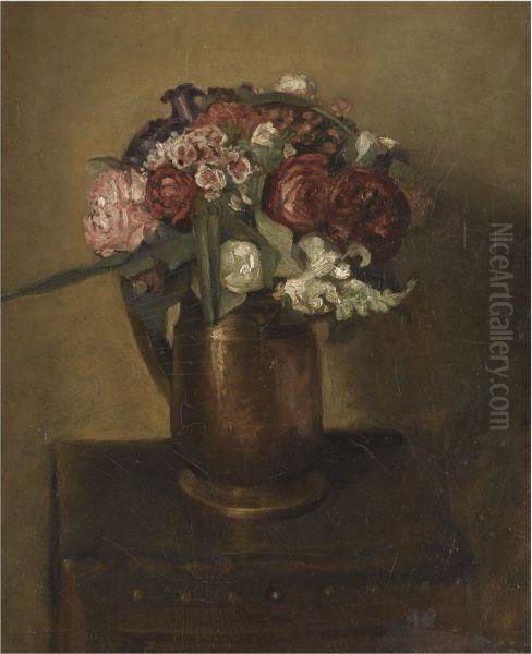 Flowers In A Jug Oil Painting by Mark Gertler