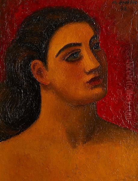 Portrait Of Miss Davies Oil Painting by Mark Gertler