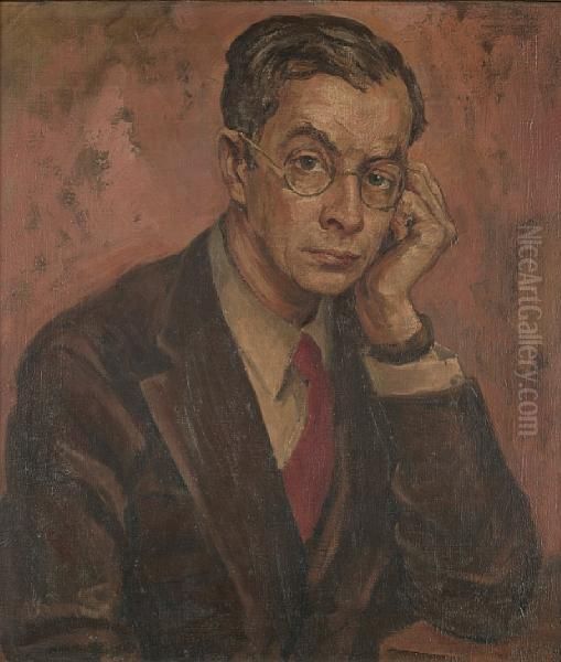 Portrait Of Sir Julian Huxley Oil Painting by Mark Gertler